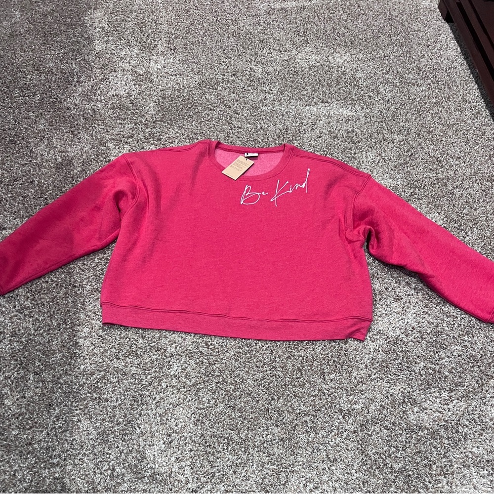 Oat Collection Hot Pink 'Be Kind' Crewneck Sweatshirt